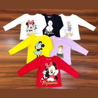 Áo HM bé gái dài tay hình elsa, mickey, chất cotton mềm mịn