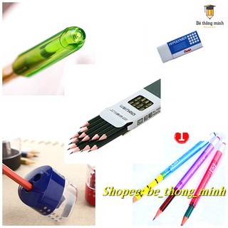 Combo bé tập viết chữ (12 bút chì 2B+ nắp chì + nối chì + tẩy chì + gọt chì) -  BÉ VÀO LỚP 1