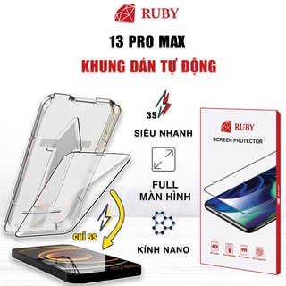 Kính cường lực Iphone 13 Pro Max chính hãng Ruby khung dán tự động full màn hình cho Dán màn hình Iphone 13 Pro Max