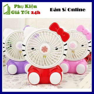 Quạt Cầm Tay Để Bàn Mèo Kitty Siêu Mát Đáng Yêu - Hình thật
