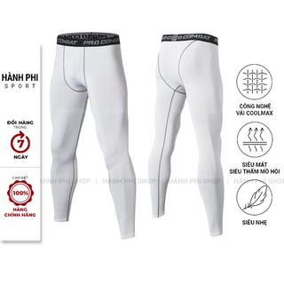 Quần Legging Nam Loại Dài HÀNH PHI SHOP - Quần Thể Thao Nam Dài Trắng Chuyên GYM Bóng Rổ Bóng Đá SPORTWEAR - Màu Trắng