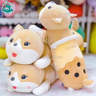 Gấu Bông Chó Shiba Bụng Trà Sữa Cute 1m2, Bình Trân Châu Đầu Chó Shiba Dễ Thương, Gấu Bông Khổng Lồ