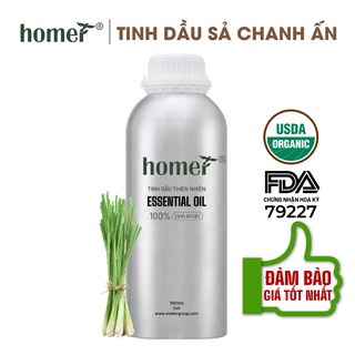 Tinh dầu Sả Chanh Tây Ấn Homer 500ML/ 1L - Lemongrass Essential Oil - đạt chuẩn chất lượng kiểm định