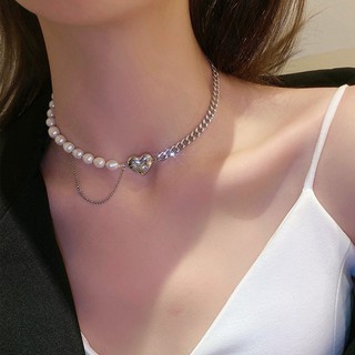 Vòng cổ ngọc trai nhân tạo trái tim cho nữ