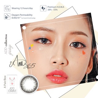 Lens Mắt Cận 1 Tháng Màu Xám Add Gray ANN365 Đi Học, Đi Du Lịch, Đeo 12h/Ngày