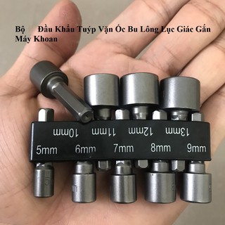 Bộ 9 Khẩu Tuýp Vặn Ốc Lục Giác Gắn Máy Khoan 9 Đầu Vít Bắn Tôn
