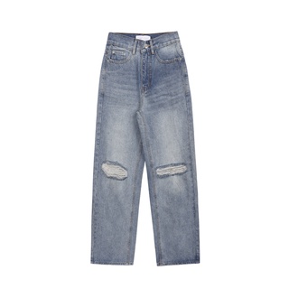 TATICHU - Quần jean suông, ống rộng, rách gối - Knee Rip Blue Jeans