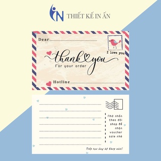 Combo 100 cái  thankyoucard, thiệp cảm ơn, Thẻ cám ơn có sẵn,mẫu thiệp viết tay, Giấy bìa cứng cán màng size 9x5.5cm