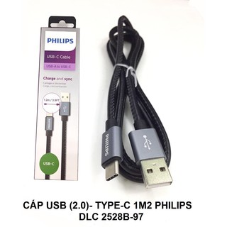 CÁP USB (2.0) -> TYPE-C 1.2M PHILIPS DLC 2528 CÓ TEM CHỐNG HÀNG GIẢ