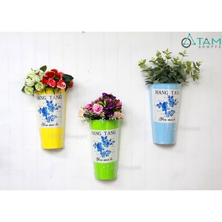 Xô thiếc treo tường trồng hoa chữ HANGTANG màu sắc FE-XTH-10