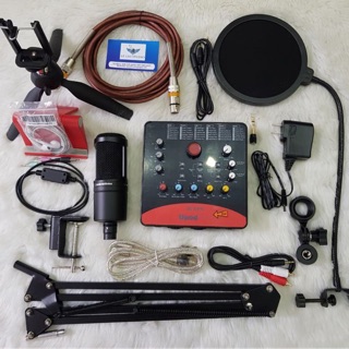 Combo Thu Âm Livestream Cao Cấp Mic TECHNICA AT2020Sound card icon upod pro tặng tai