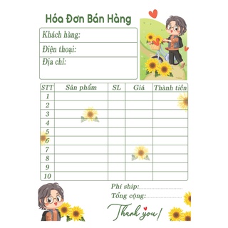 [SIÊU DỄ THƯƠNG] SET 50 TỜ hóa đơn bán hàng nhiều màu sắc siêu xinh kích thước 15 x 21 cm