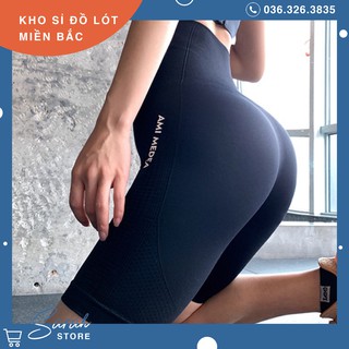 Quần tập đùi ngố cao cấp Gym AMI nữ cạp lưng cao, co giãn 4 chiều, thoáng mát, dùng quần tập Yoga, Gym, Zumba, Aerobic