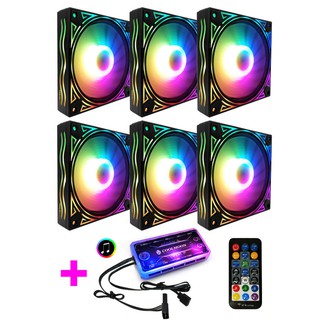 Bộ 6 Quạt Tản Nhiệt, Fan Case Led RGB Coolmoon X Plus  - Kèm Bộ Hub Sync Main, Đổi Màu Theo Nhạc