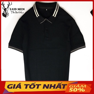 Áo Thun Nam - Áo Polo Nam Phối Viền Chất cá sấu cotton co giãn, Áo Có Cổ, Trẻ Trung, Cá Tính Màu Đen