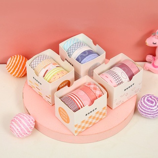 Hộp 5 Cuộn Băng Dính WASHI nhiều màu sắc dùng để trang trí