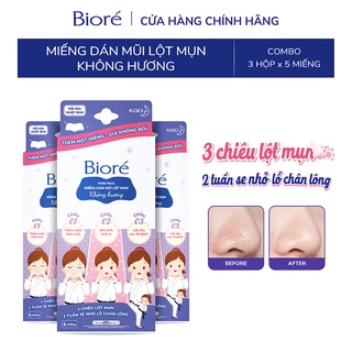 (Chọn Hương) Combo 3 Miếng Dán Lột Mụn mũi Biore Pore Pack (5 miếng/hộp)