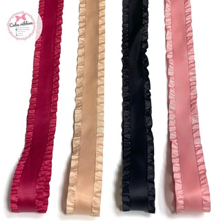 3 mét - Ruy băng lụa bóng Hàn Quốc cao cấp, có 2 biên viền bèo, cỡ 38mm