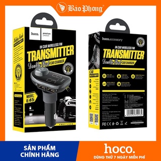 Bộ Tẩu Sạc Điện Thoại Xe Hơi HOCO E45 Có FM cốc cóc trên ô tô oto Dành cho điện thoại iPhone iP Samsung Oppo