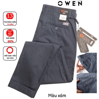 quần kaki nam OWEN chuẩn hãng màu xám, chất kaki cotton dày dặn, cao cấp, co giãn, form đứng dáng slimfit nhẹ trẻ trung