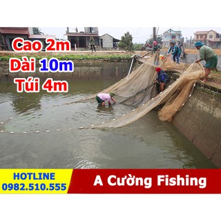 Lưới vét cá, quét cá ao ,hồ, sông cao 2m dài 10m túi 4m giá rẻ