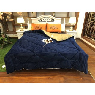 Chăn Lông Thỏ Muji Cao Cấp ~4kg đầy đủ tem mác màu xanh cô ban