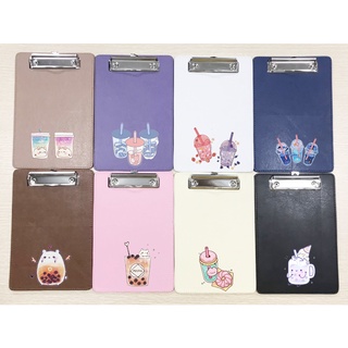 kẹp tài liệu trà sữa KTLD3 boba tea dễ thương cute da pu 23*15cm hoạt hình trình kí