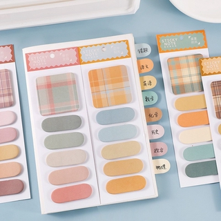 Bộ 120 giấy note màu Pastel, họa tiết caro ghi chú trang trí sổ tay MH: 700210020