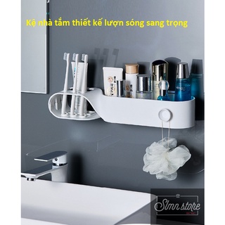 Kệ bàn chải nhà tắm lượn sóng dán tường,kệ mỹ phẩm uốn lượn sang trọng, thông minh tiết kiệm không gian SD1-KNT-luonsong