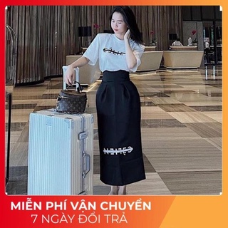 [ 𝐅𝐑𝐄𝐄 𝐒𝐇𝐈𝐏 ] SÉT CHÂN VÁY CHỨ DÁNG DÀI ÁO THUN NGẮN