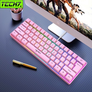 Bàn Phím gaming mini Led RGB V700 pink giả cơ nhỏ gọn