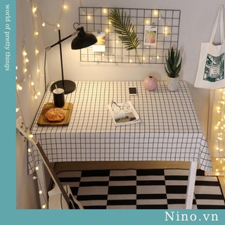Khăn trải bàn kẻ caro vintage nhựa PVC chống thấm nước, khăn decor phông nền chụp ảnh, trang trí phòng khách phủ bàn