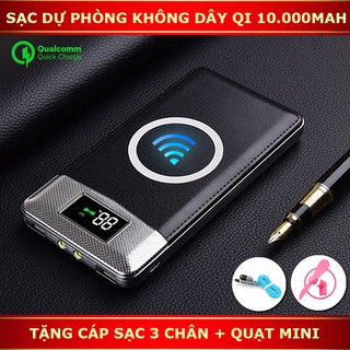 [TẶNG CÁP 3 CHÂN+QUẠT MINI] Sạc Dự Phòng Không Dây Chuẩn QI 10.000mAh - LUXQI1- SIÊU ĐỘC, SIÊU ĐẸP