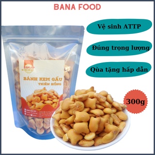 Bánh gấu nhân kem Thiên Hồng giòn thơm đậm vị, thành phần tự nhiên an toàn, ăn vặt Hà Nội