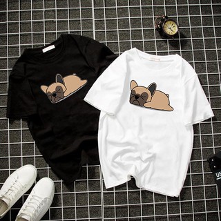 Áo thun unisex form rộng in cún con ngủ đáng yêu vải dày mịn 2019T1140