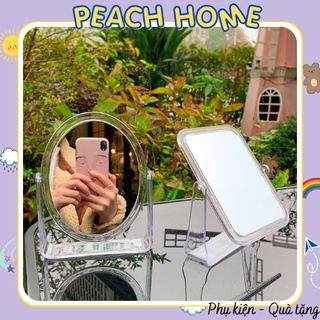 Gương Để Bàn 2 Mặt Viền Trong Suốt Xoay 360 Độ Phong Cách Hàn Quốc Gương Make Up Hai Mặt Hot Trend Chắc Chắn Tiện Lợi