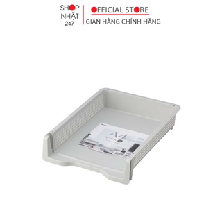 Khay đựng tài liệu A4 màu trắng có thể xếp chồng dáng dọc Inomata nội địa Nhật Bản