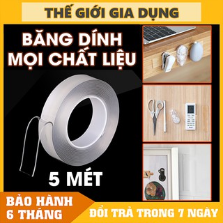 Băng keo trong 2 mặt siêu dính 5 mét FREESHIP Cuộn băng dán ma thuật