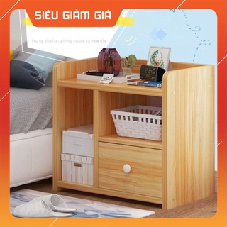 Tủ, Kệ Đầu Giường Vuông 2 Ngăn Kéo Màu Gỗ 40 x 26 x 32.5cm [SIÊU RẺ]