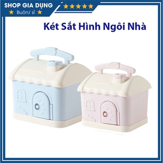 Két Sắt Mini Hình Ngôi Nhà Có Khóa Kute, Heo Tiết Kiệm Hình Ngôi Nhà