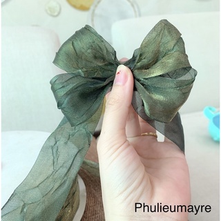 Ruy băng nhăn 3,8cm màu rêu (ribbon)
