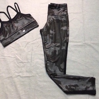 Set bộ thể thao quần dài áo bra phối lưới -tập gym, yoga, aerobic...