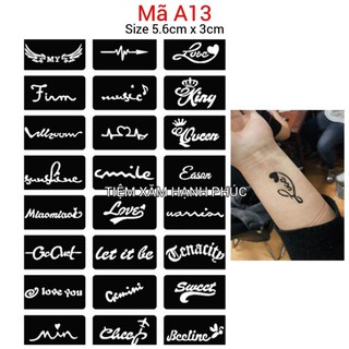 Hình xăm tạm thời gồm 24 hình xăm giả mã A13  (không bao gồm mực xăm tạm thời)