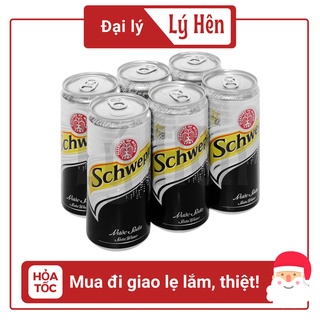 Lốc 6 lon Nước Ngọt Có Gas Soda Schweppes Soft Drink Lon 330ml Date Luôn Mới
