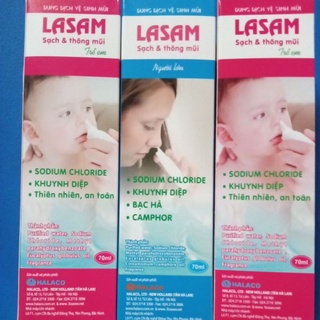 Dung dịch vệ sinh mũi Lasam Trẻ em &amp; người lớn 70ml