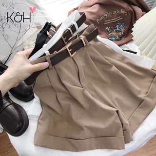 Quần short nữ cạp cao gập gấu KH865, quần đùi nữ lưng cao ống rộng dáng chữ A cho nữ