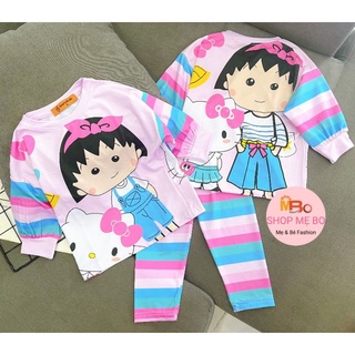 Bộ tay dài quần dài cho bé trai bé gái thun lạnh in hình đẹp size nhí từ 9 đến 22kg
