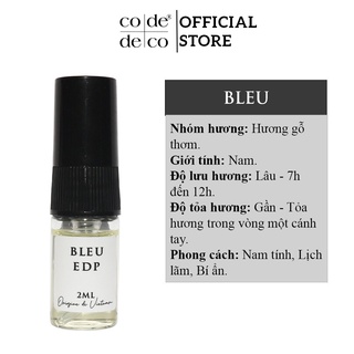 [Mã SKAMLTSM9 giảm 10% đơn 99K] Tinh Dầu Nước Hoa Code Deco Bleu Sang Trọng, Tinh Tế, Lịch Lãm 2ml Mẫu Dùng Thử