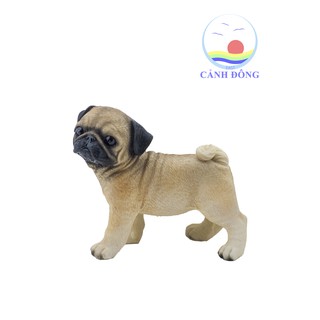 Tượng chó pug TƯỢNG MÔ HÌNH trang trí ĐẸP màu vàng nâu
