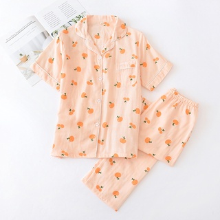 Bộ mặc nhà pijama thô đũi áo ngắn quần dài